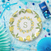Lemons Greenery Monogram Elegant Pappteller (Party)