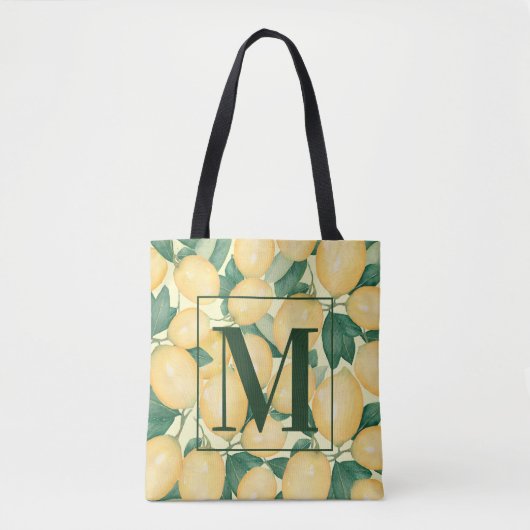 Lemons Greenery Monogram Tasche (Vorderseite)