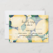 Lemons Greenery on Navy Blue RSVP Karte (Vorderseite)