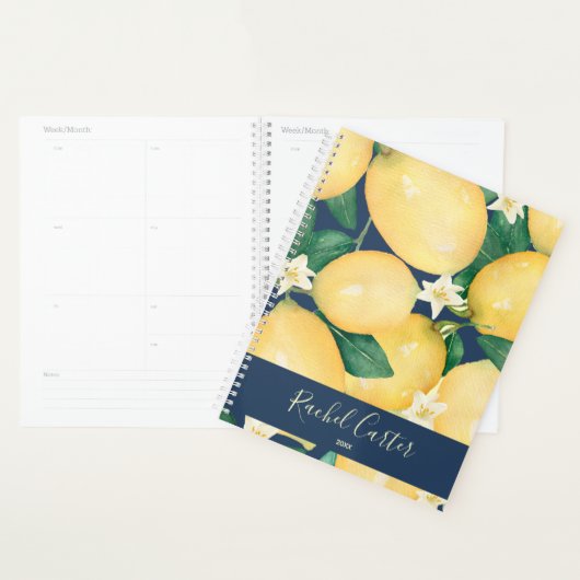 Lemons Greenery Personalisiert Navy Blue Planer (Anzeige)
