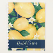 Lemons Greenery Personalisiert Navy Blue Planer (Vorderseite)