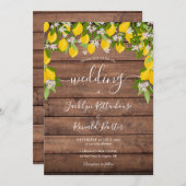 Lemons Greenery Rustic Wood Wedding Einladung (Vorne/Hinten)