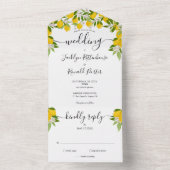 Lemons Greenery Script Monogram Wedding All In One Einladung (Innen Boden)