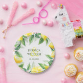 Lemons & Greenery Wasserfarbenhochzeit Personalisi Pappteller (Party)