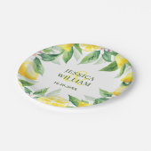 Lemons & Greenery Wasserfarbenhochzeit Personalisi Pappteller (Schrägansicht)
