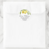 Lemons Greenery Watercolor Rücksendeadresse Runder Aufkleber (Tasche)