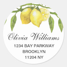 Lemons Greenery Watercolor Rücksendeadresse