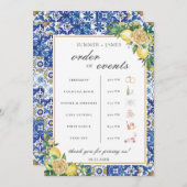 Lemons Greenery Wedding Order of Event Timeline Programm (Vorne/Hinten)