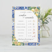 Lemons Greenery Wedding Order of Event Timeline Programm (Stehend Vorderseite)