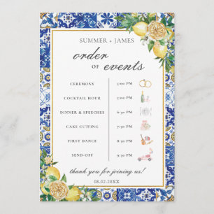 Lemons Greenery Wedding Order of Event Timeline Programm