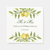 Lemons & Greenery Wedding Paper Serviette (Vorderseite)