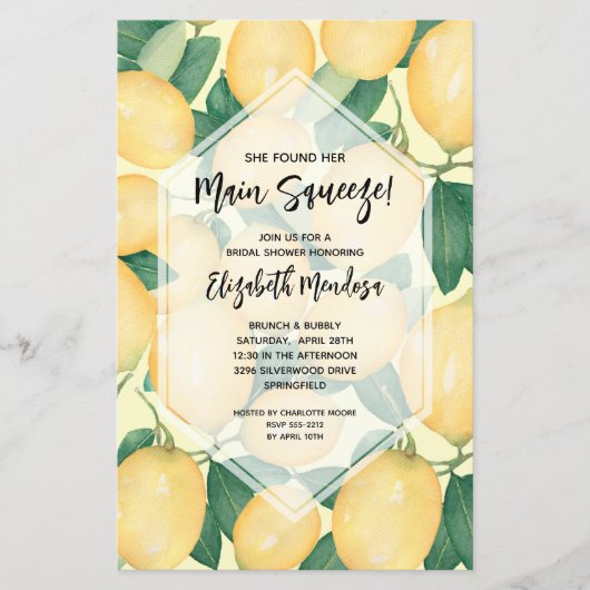 Lemons Haupt Squeeze Budget Brautparty lädt ein (Vorderseite)
