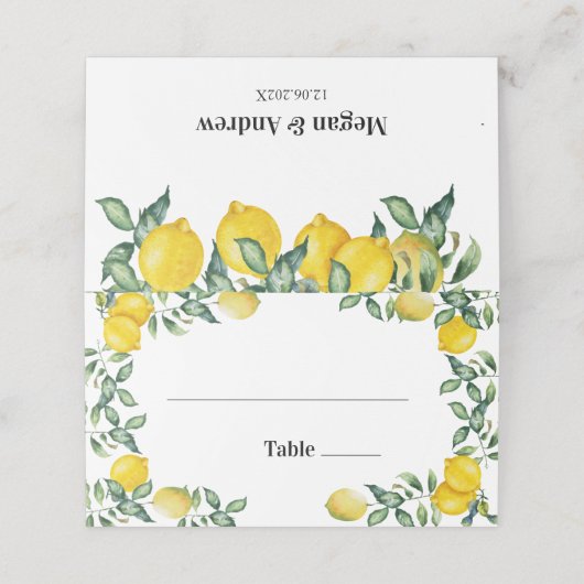 Lemons Hochzeit Platzkarte (Außenseite Aufgefaltet)