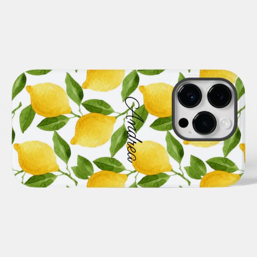 Lemons iPhone Case mit Monogramm (Rückseite (Horizontal))