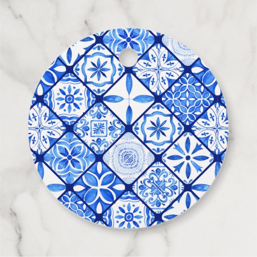 Lemons Italian Blue Tiles Brautparty Grazie Geschenkanhänger (Rückseite)