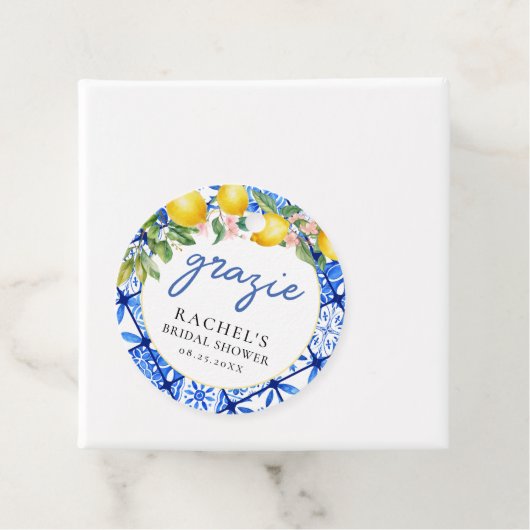 Lemons Italian Blue Tiles Brautparty Grazie Geschenkanhänger (Beispiel)