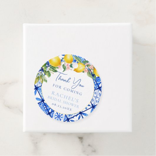 Lemons Italian Blue Tiles Brautparty Vielen Dank Geschenkanhänger (Beispiel)