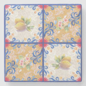 Lemons & Joy_1 Italian Tiles Style Steinuntersetzer (Vorderseite)