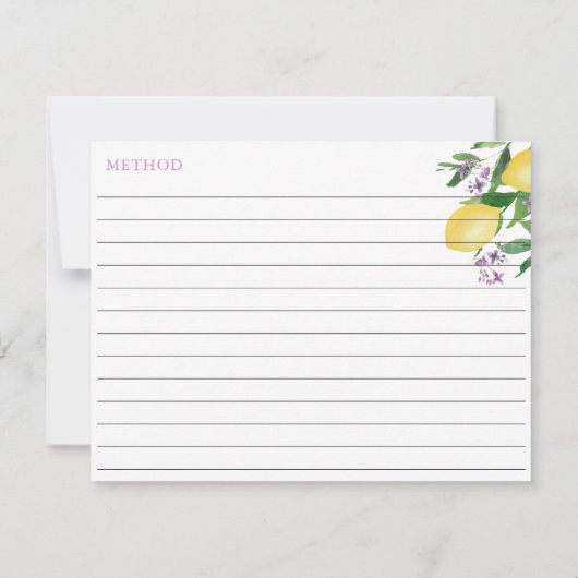 Lemons Lavendel Rezeptkarte mit mehreren Namen Einladung (Rückseite)