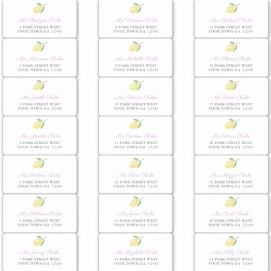 Lemons Lavender Charcoal Guest Envelope Adresse Aufkleber (Vorderseite)