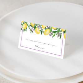 Lemons Lavender Yellow Wedding Party Platzkarte