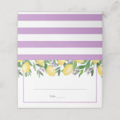 Lemons Lavender Yellow Wedding Party Platzkarte (Außenseite Aufgefaltet)
