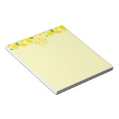 Lemons Leaf Muster Monogram Name Yellow Notizblock (angewinkelt)