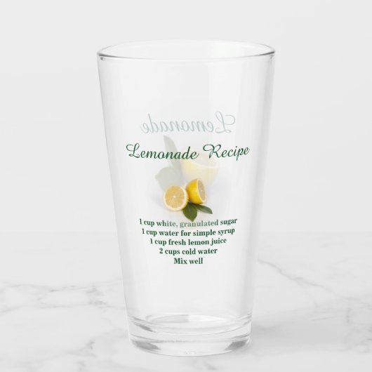 Lemons Lemonade Recipe Glas Cup (Rückseite)