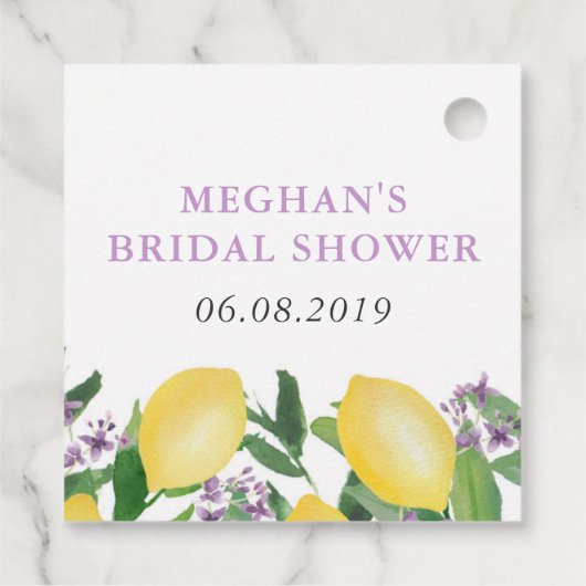 Lemons Lilac Brautparty oder Babydusche Geschenkanhänger (Rückseite)