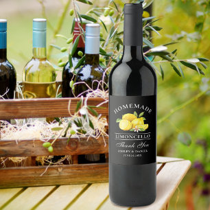 Lemons Limoncello Dank Black Bottle Labels Weinetikett