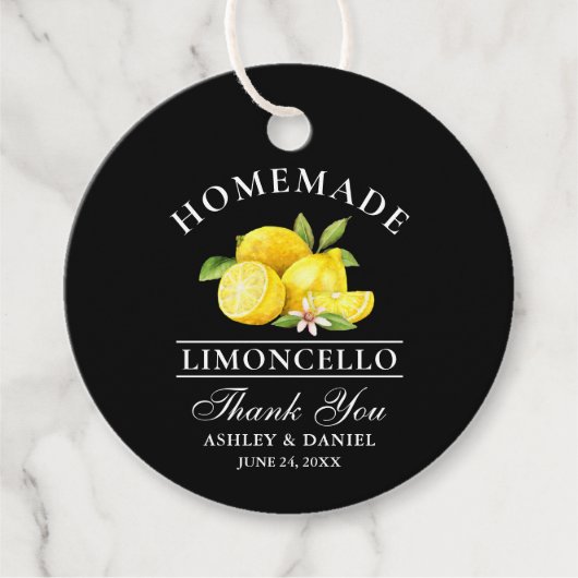 Lemons Limoncello Vielen Dank, dass Sie Black Roun Geschenkanhänger (Vorderseite)