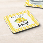 Lemons Limoncello Yellow Gingham Getränkeuntersetzer (Linke Seite)
