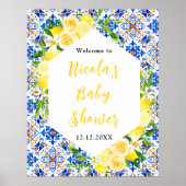 Lemons Mediterranean Baby Shower Welcome Poster (Vorne)