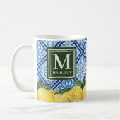 Lemons Mediterranean Blue Tiles Monogram Kaffeetasse (Links)