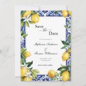Lemons Mediterranean QR code Wedding Save the Date (Vorderseite)