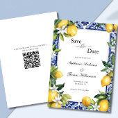 Lemons Mediterranean QR code Wedding Save the Date