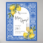 Lemons & Mediterranean Tile Polterabend Willkommen Poster (Vorne)
