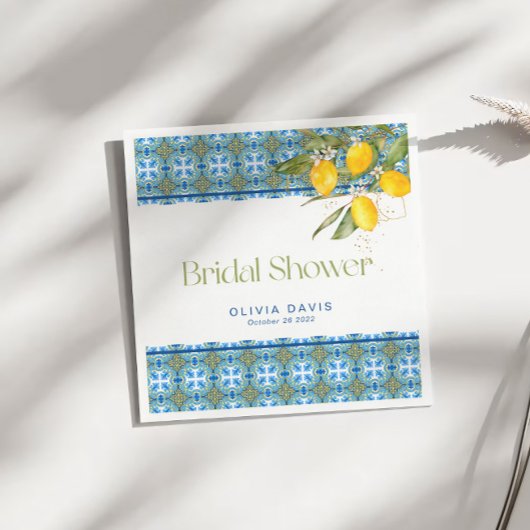 Lemons Mediterranean Tiles Brautparty Serviette