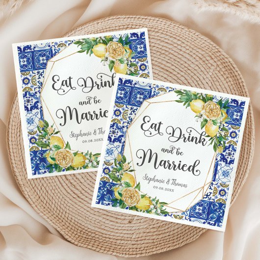 Lemons Mediterranes Mosaik Wedding Eat Drink Serviette
