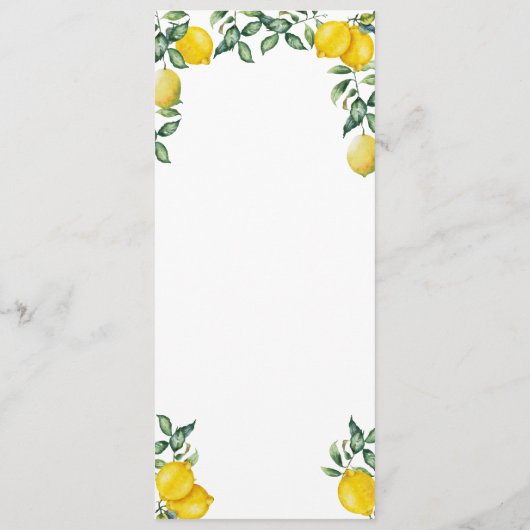 Lemons-Menüvorlage Menükarte (Rückseite)