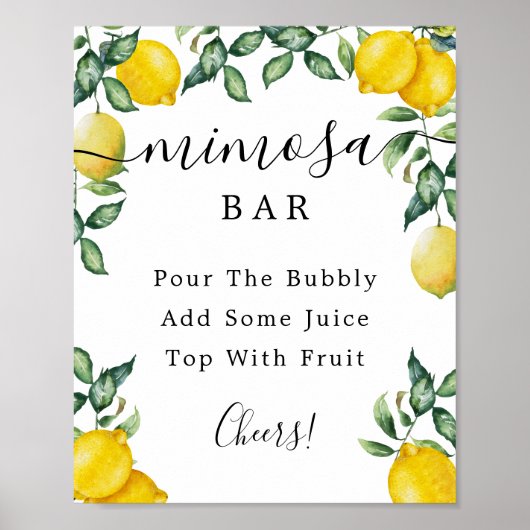 Lemons Mimosa Bar Sign Poster (Vorne)