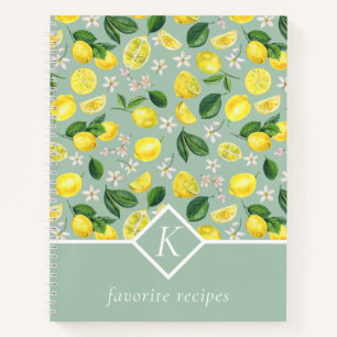 Lemons Monogram Rezept Book Notizblock