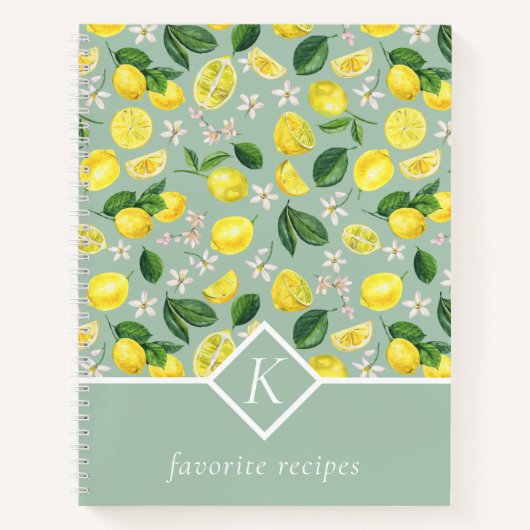 Lemons Monogram Rezept Book Notizblock (Vorderseite)
