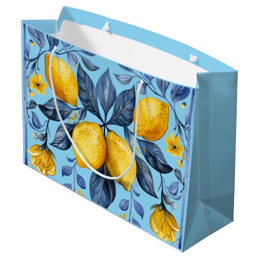 Lemons Motif Große Geschenktüte (Rückseite Schrägansicht)
