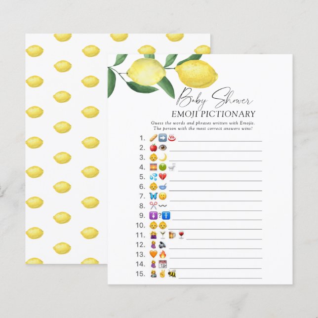 Lemons Muster - Emoji Pictionary Spiel (Vorne/Hinten)