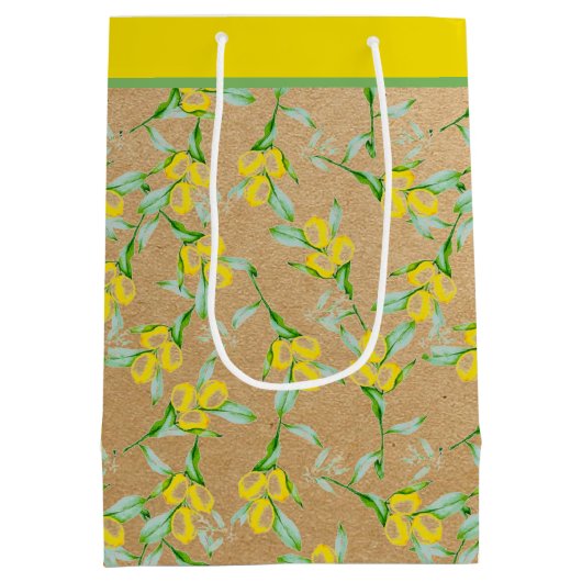 Lemons Muster mittlere Geschenktasche Geschenktüte (Rückseite)