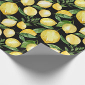 Lemons nahtloses Muster auf schwarzem Hintergrund Geschenkpapier (Ecke)