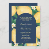 Lemons on Navy Wedding All in One Invites (Vorne/Hinten)