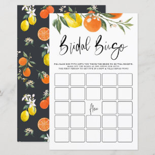 Lemons Orange Botanisches Brautparty Bingo Game