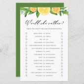 Lemons Orange WOuld She Rather Baby Shower Game (Vorne/Hinten)